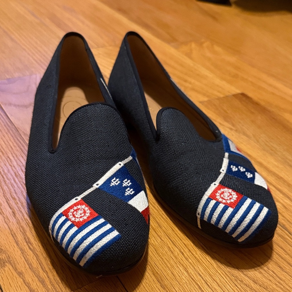 Stubbs & Wootton Navy Striped Men's Slippers